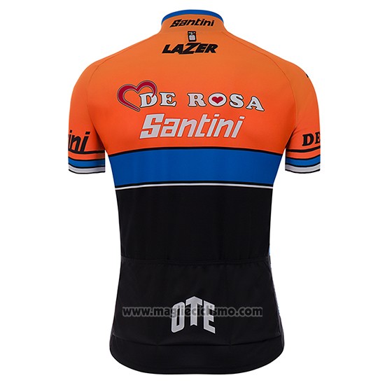 2017 Abbigliamento Ciclismo De Rosa Santini Nero e Arancione Manica Corta e Salopette